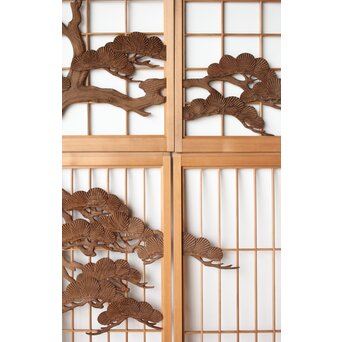 鶴に松 書院欄間 6枚1組　R0197 