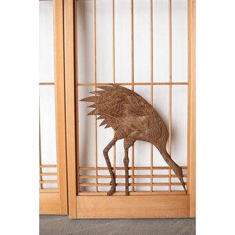 鶴に松 書院欄間 6枚1組　R0197 