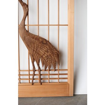 鶴に松 書院欄間 6枚1組　R0197 