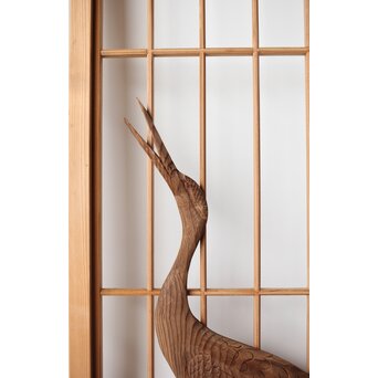 鶴に松 書院欄間 6枚1組　R0197 