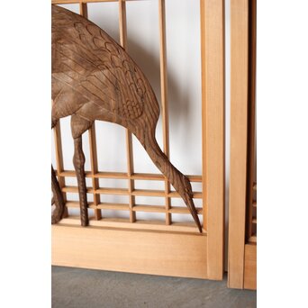 鶴に松 書院欄間 6枚1組　R0197 