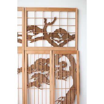 鶴に松 書院欄間 6枚1組　R0197 