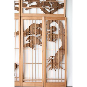 鶴に松 書院欄間 6枚1組　R0197 