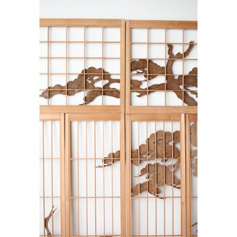 鶴に松 書院欄間 6枚1組　R0197 