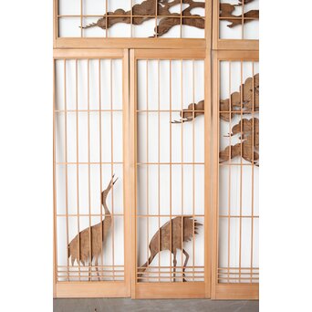 鶴に松 書院欄間 6枚1組　R0197 