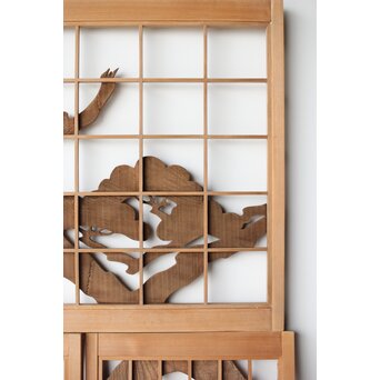 鶴に松 書院欄間 6枚1組　R0197 