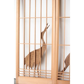 鶴に松 書院欄間 6枚1組　R0197 