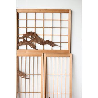 鶴に松 書院欄間 6枚1組　R0197 