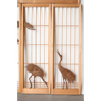 鶴に松 書院欄間 6枚1組　R0197 