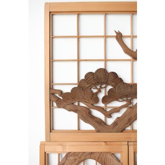 鶴に松 書院欄間 6枚1組　R0197 