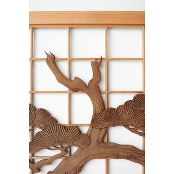 鶴に松 書院欄間 6枚1組　R0197 