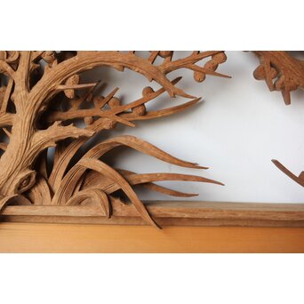 在銘 四君子 井波彫刻欄間 2枚1組　R0198 