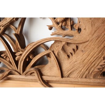 在銘 四君子 井波彫刻欄間 2枚1組　R0198 