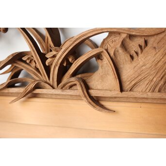 在銘 四君子 井波彫刻欄間 2枚1組　R0198 