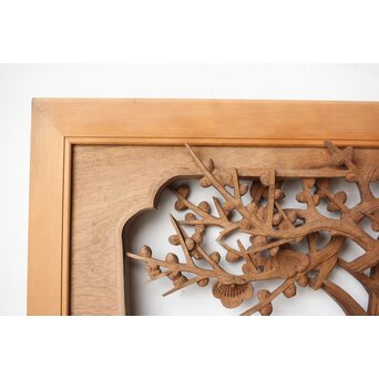 在銘 四君子 井波彫刻欄間 2枚1組　R0198 