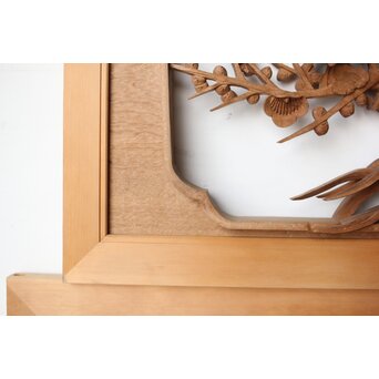 在銘 四君子 井波彫刻欄間 2枚1組　R0198 