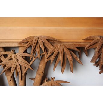 在銘 四君子 井波彫刻欄間 2枚1組　R0198 