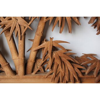 在銘 四君子 井波彫刻欄間 2枚1組　R0198 