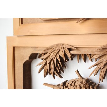 在銘 四君子 井波彫刻欄間 2枚1組　R0198 