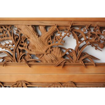 在銘 四君子 井波彫刻欄間 2枚1組　R0198 