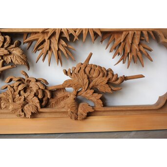 在銘 四君子 井波彫刻欄間 2枚1組　R0198 