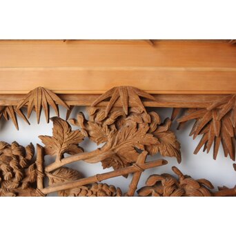 在銘 四君子 井波彫刻欄間 2枚1組　R0198 