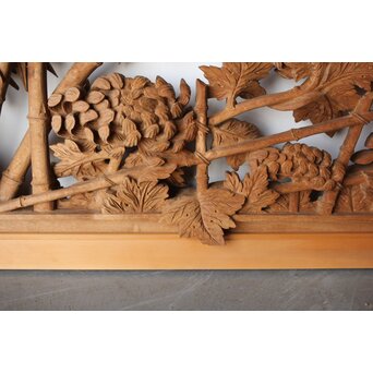 在銘 四君子 井波彫刻欄間 2枚1組　R0198 