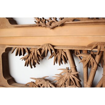 在銘 四君子 井波彫刻欄間 2枚1組　R0198 