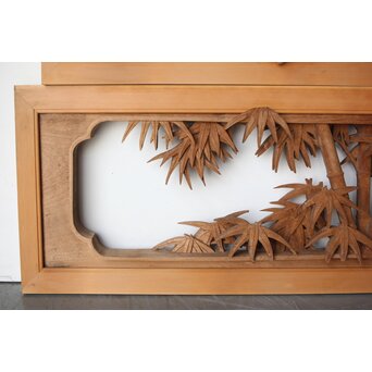 在銘 四君子 井波彫刻欄間 2枚1組　R0198 