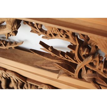 在銘 四君子 井波彫刻欄間 2枚1組　R0198 