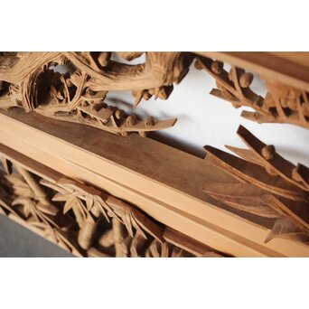 在銘 四君子 井波彫刻欄間 2枚1組　R0198 