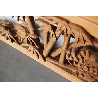 在銘 四君子 井波彫刻欄間 2枚1組　R0198 