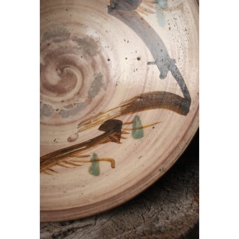 江戸時代 古武雄 鉄絵緑彩松文 大鉢　P341 