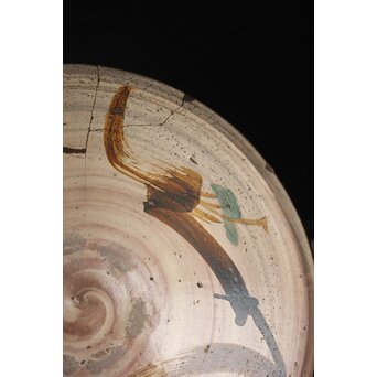 江戸時代 古武雄 鉄絵緑彩松文 大鉢　P341 