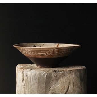 江戸時代 古武雄 鉄絵緑彩松文 大鉢　P341 