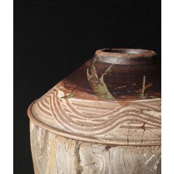 江戸時代 古武雄 鉄絵緑彩松文 大鉢　P341 