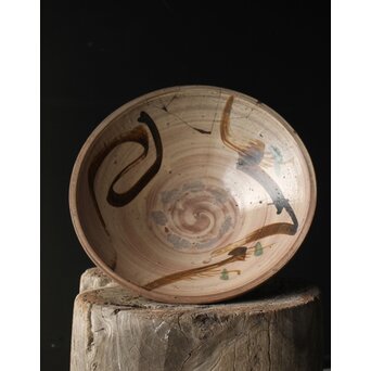 江戸時代 古武雄 鉄絵緑彩松文 大鉢　P341 