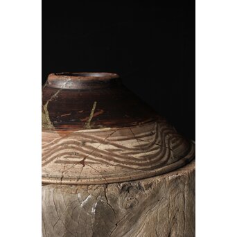 江戸時代 古武雄 鉄絵緑彩松文 大鉢　P341 