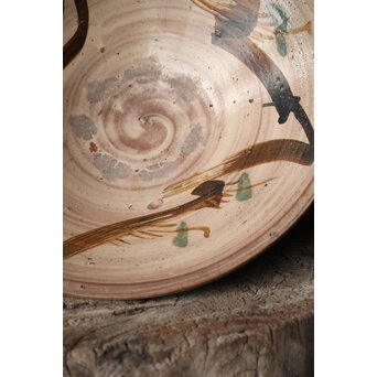 江戸時代 古武雄 鉄絵緑彩松文 大鉢　P341 