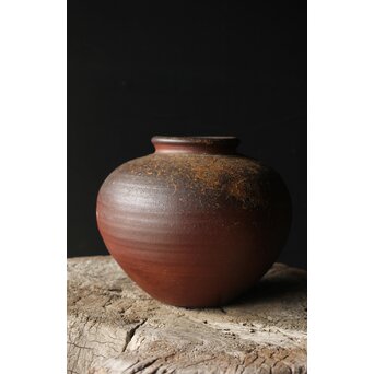 人間国宝 山本陶秀 備前壺 花瓶/花器　P342 