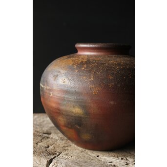 人間国宝 山本陶秀 備前壺 花瓶/花器　P342 