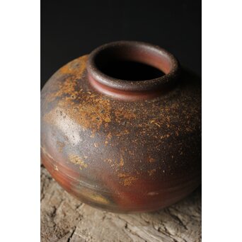 人間国宝 山本陶秀 備前壺 花瓶/花器　P342 