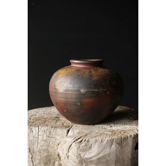 人間国宝 山本陶秀 備前壺 花瓶/花器　P342