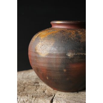 人間国宝 山本陶秀 備前壺 花瓶/花器　P342 