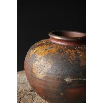 人間国宝 山本陶秀 備前壺 花瓶/花器　P342 