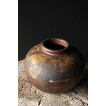 人間国宝 山本陶秀 備前壺 花瓶/花器　P342 