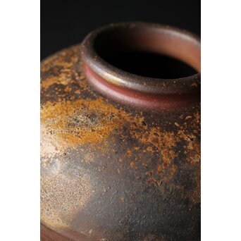 人間国宝 山本陶秀 備前壺 花瓶/花器　P342 