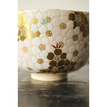 鵬雲斎玄室書付 手塚充 仁清写し桜の絵 茶碗　P343 