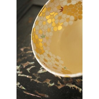 鵬雲斎玄室書付 手塚充 仁清写し桜の絵 茶碗　P343 