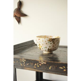 鵬雲斎玄室書付 手塚充 仁清写し桜の絵 茶碗　P343